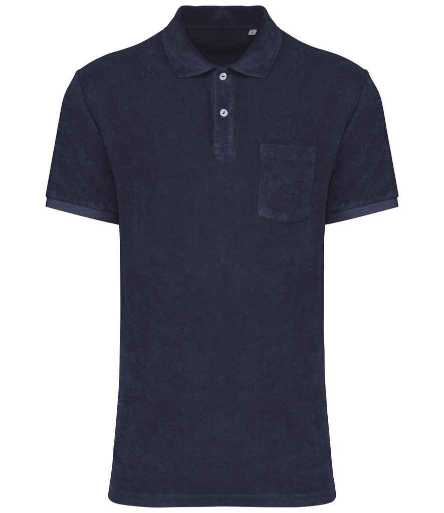 native spirit native spirit terry towel polo shirt - navy (ns227)