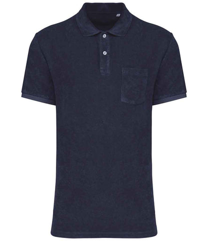 native spirit native spirit terry towel polo shirt - navy (ns227)