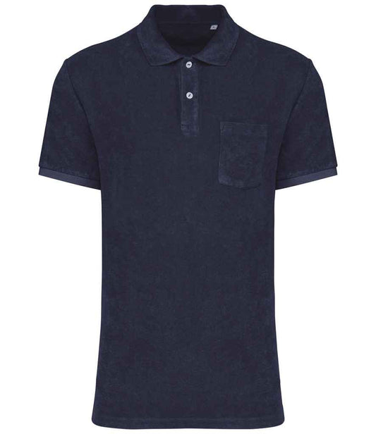 native spirit native spirit terry towel polo shirt - navy (ns227)