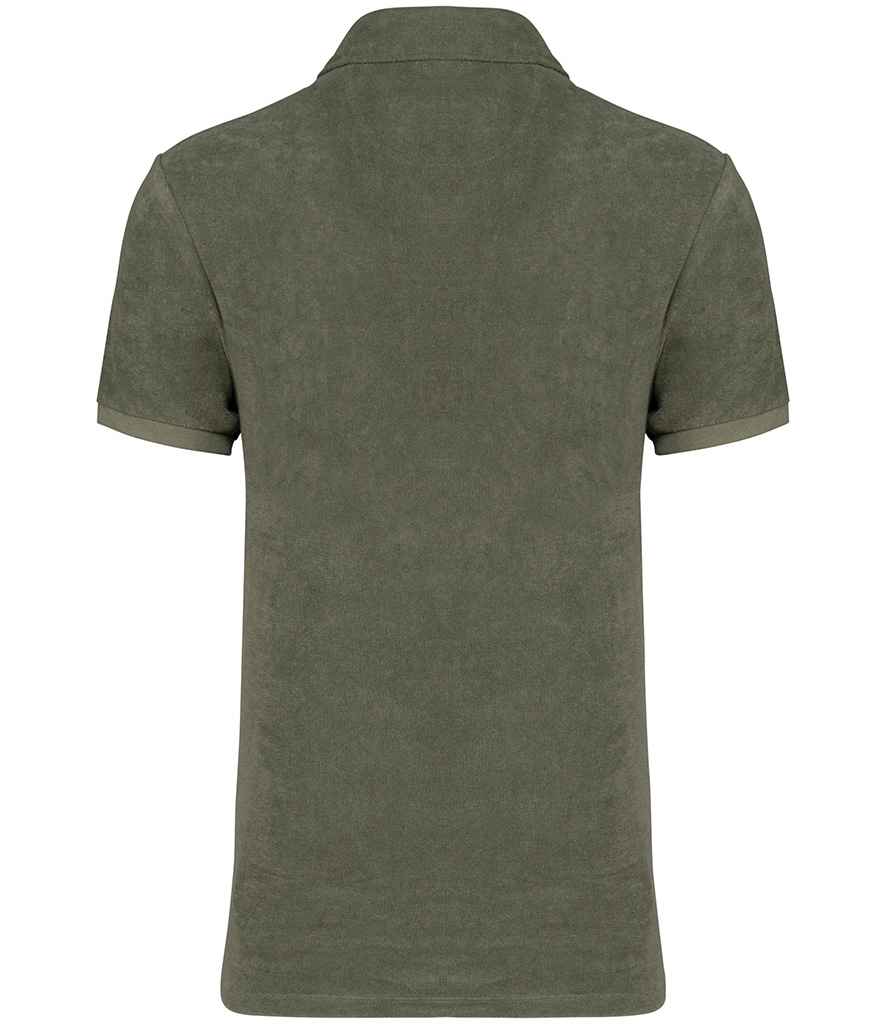 native spirit native spirit terry towel polo shirt - organic khaki (ns227)