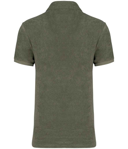 native spirit native spirit terry towel polo shirt - organic khaki (ns227)