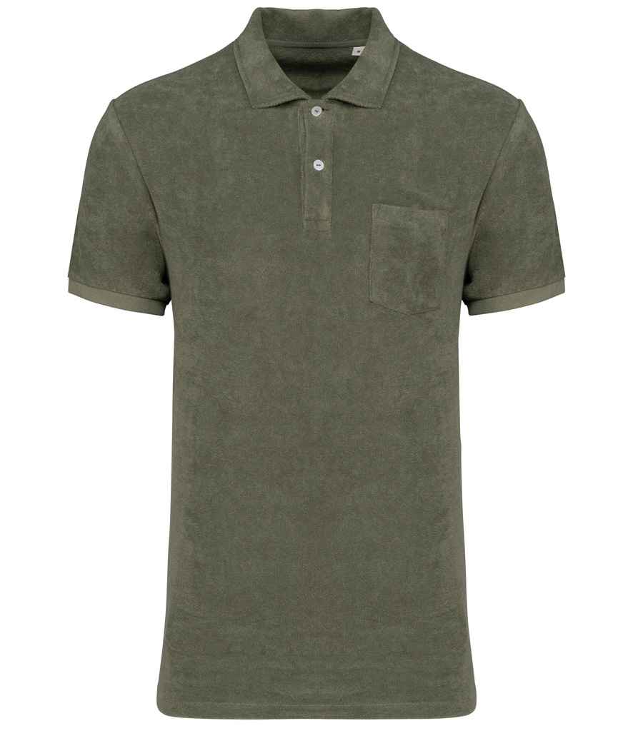 native spirit native spirit terry towel polo shirt - organic khaki (ns227)