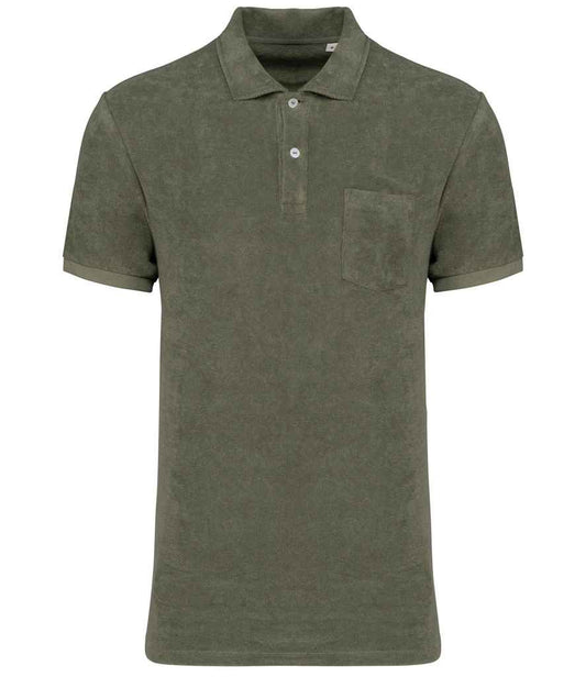 native spirit native spirit terry towel polo shirt - organic khaki (ns227)