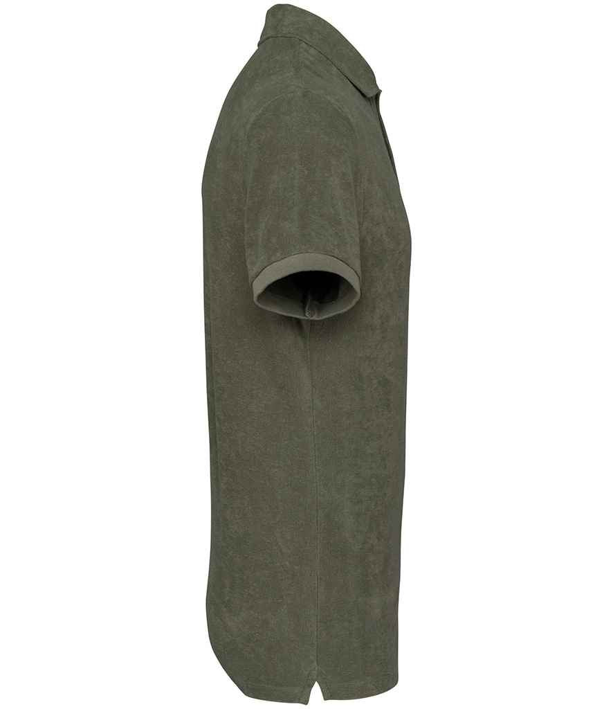 native spirit native spirit terry towel polo shirt - organic khaki (ns227)