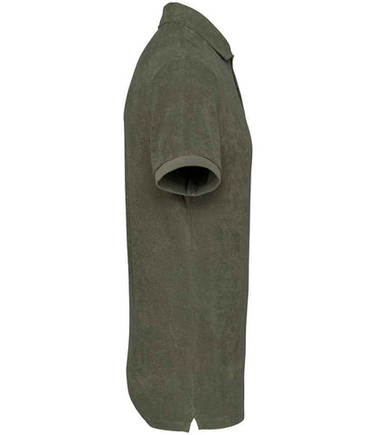 native spirit native spirit terry towel polo shirt - organic khaki (ns227)