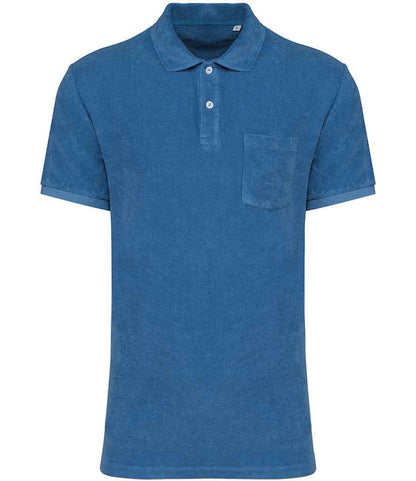 native spirit native spirit terry towel polo shirt - riviera blue (ns227)