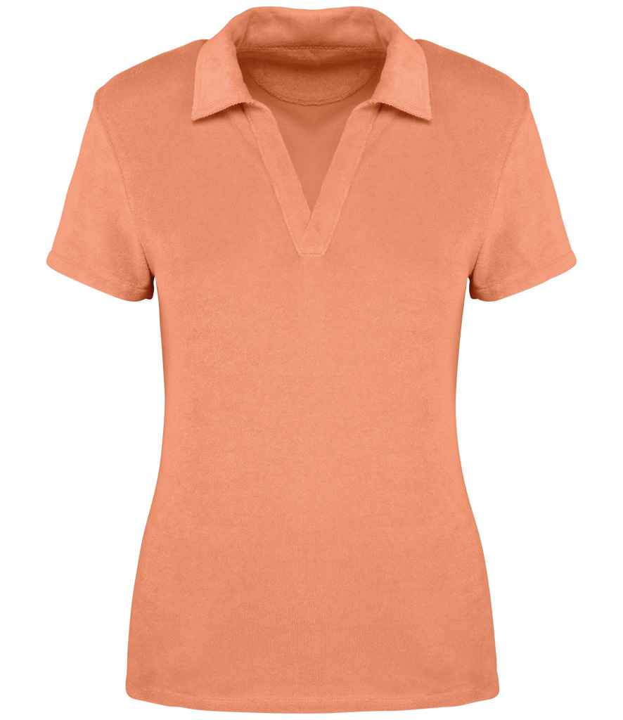 native spirit native spirit ladies terry towel polo shirt - apricot (ns228)