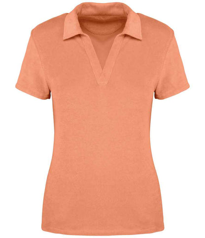 native spirit native spirit ladies terry towel polo shirt - apricot (ns228)