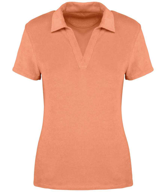 native spirit native spirit ladies terry towel polo shirt - apricot (ns228)