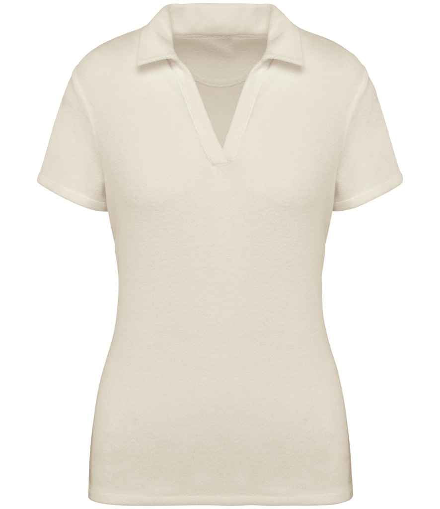 native spirit native spirit ladies terry towel polo shirt - ivory (ns228)