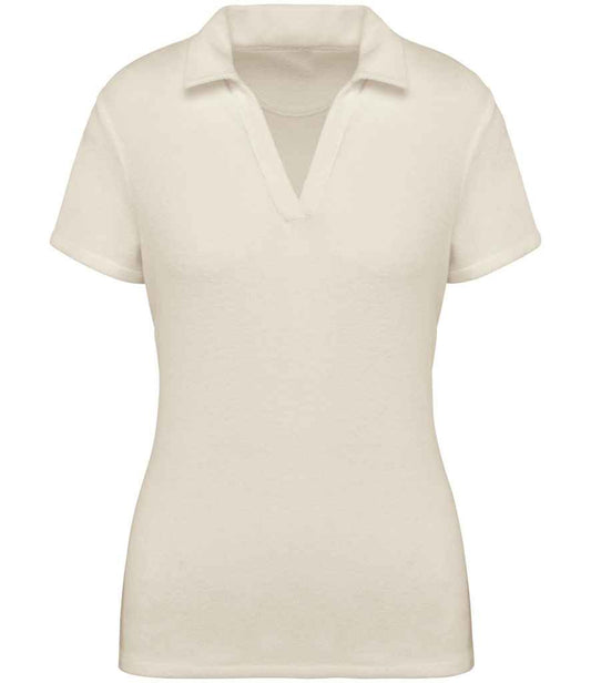 native spirit native spirit ladies terry towel polo shirt - ivory (ns228)