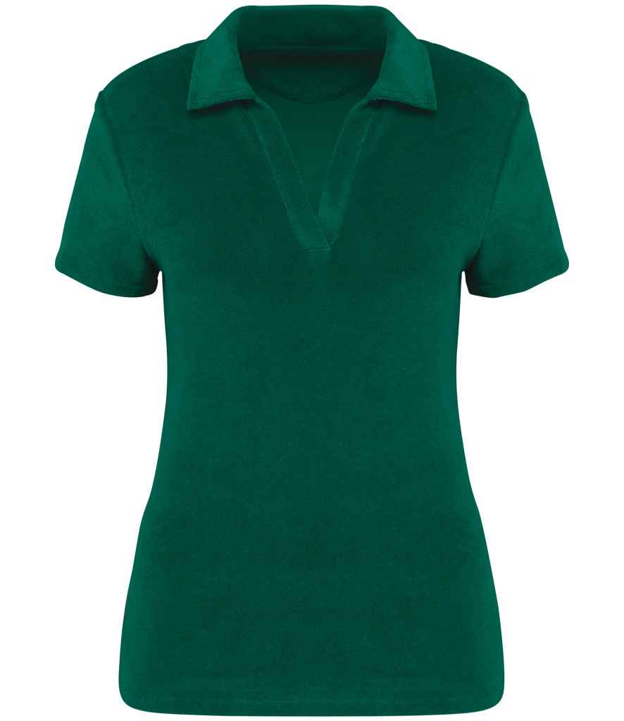 native spirit native spirit ladies terry towel polo shirt - malachite green (ns228)