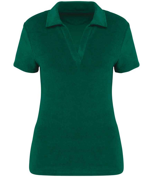 native spirit native spirit ladies terry towel polo shirt - malachite green (ns228)