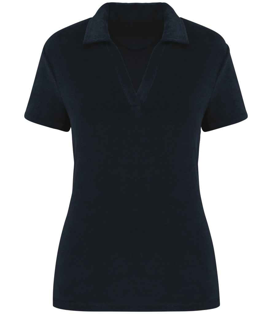 native spirit native spirit ladies terry towel polo shirt - navy (ns228)