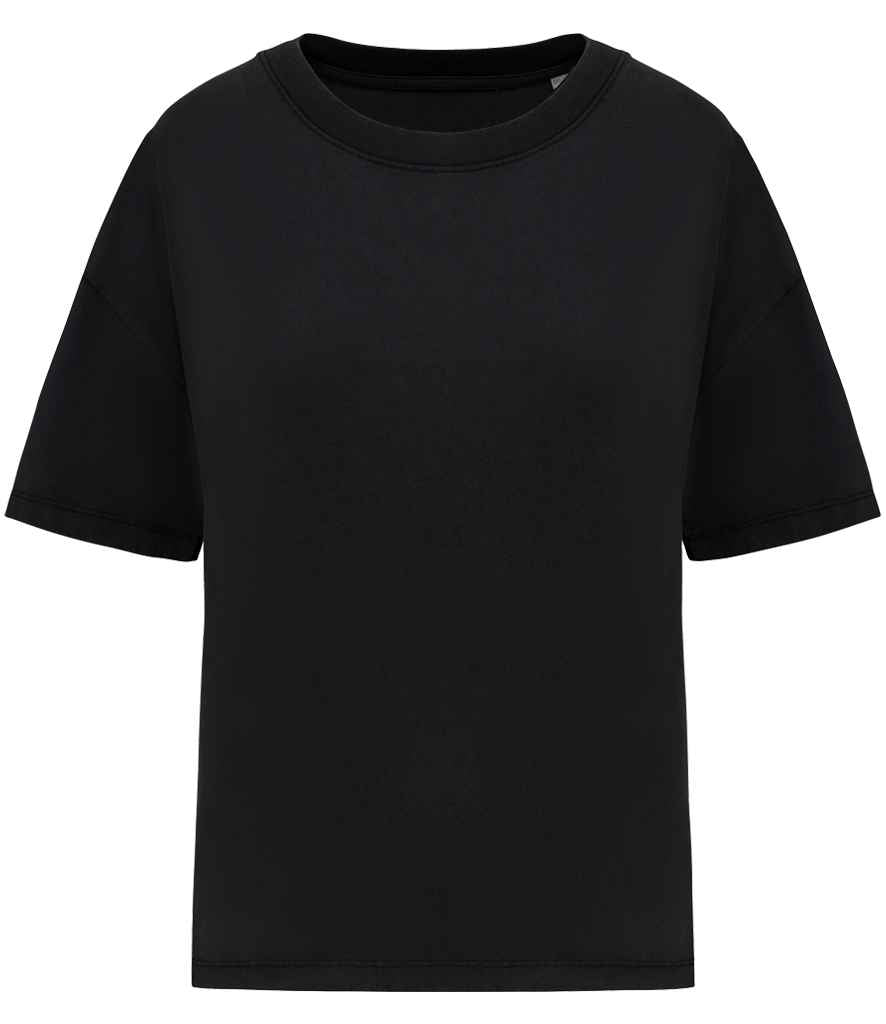 native spirit native spirit ladies oversize washed effect t-shirt - washed black (ns327)
