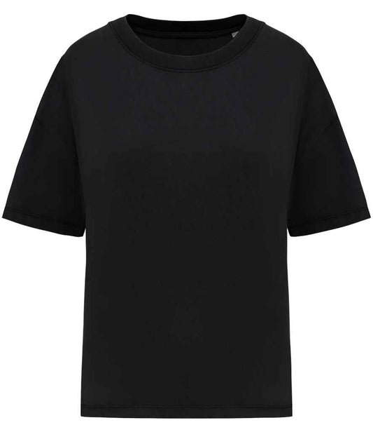 native spirit native spirit ladies oversize washed effect t-shirt - washed black (ns327)