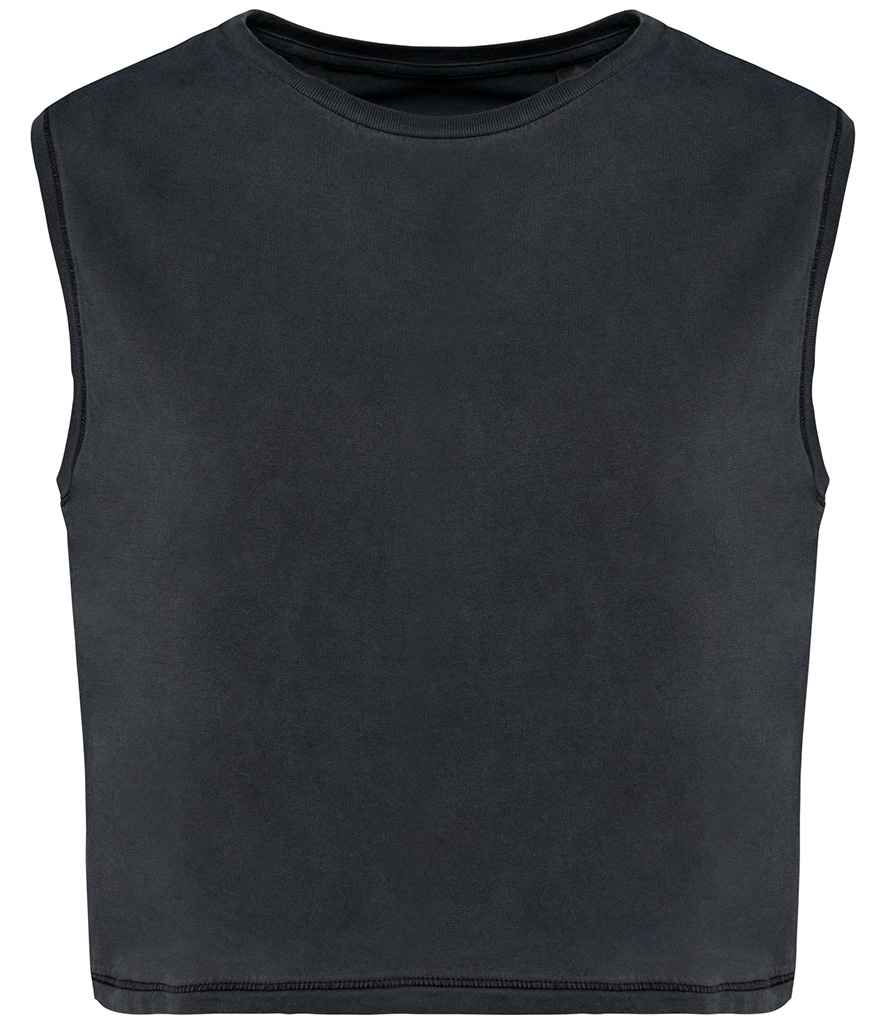 native spirit native spirit ladies cropped tank top - washed coal grey (ns342)