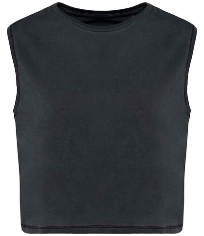 native spirit native spirit ladies cropped tank top - washed coal grey (ns342)