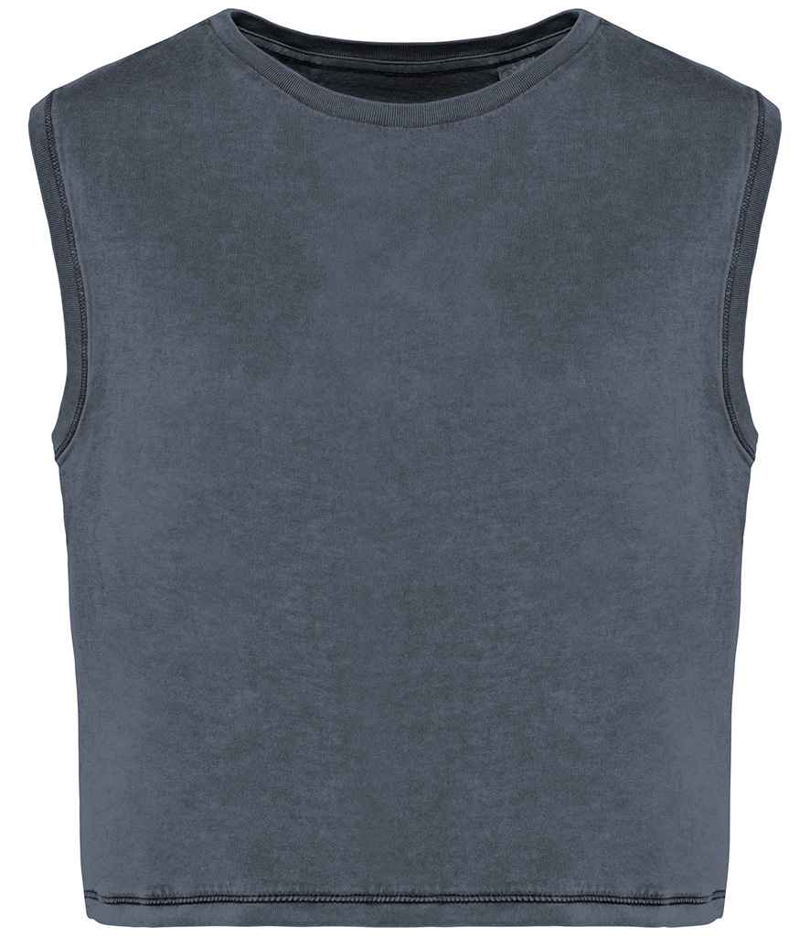 native spirit native spirit ladies cropped tank top - washed mineral grey (ns342)