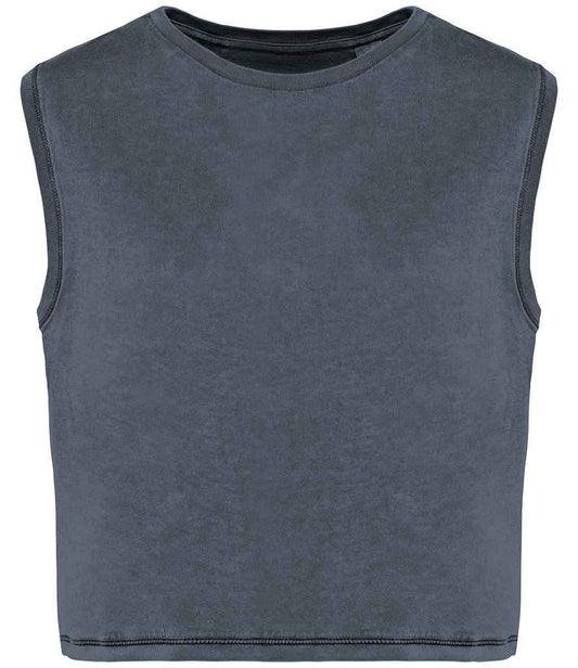native spirit native spirit ladies cropped tank top - washed mineral grey (ns342)