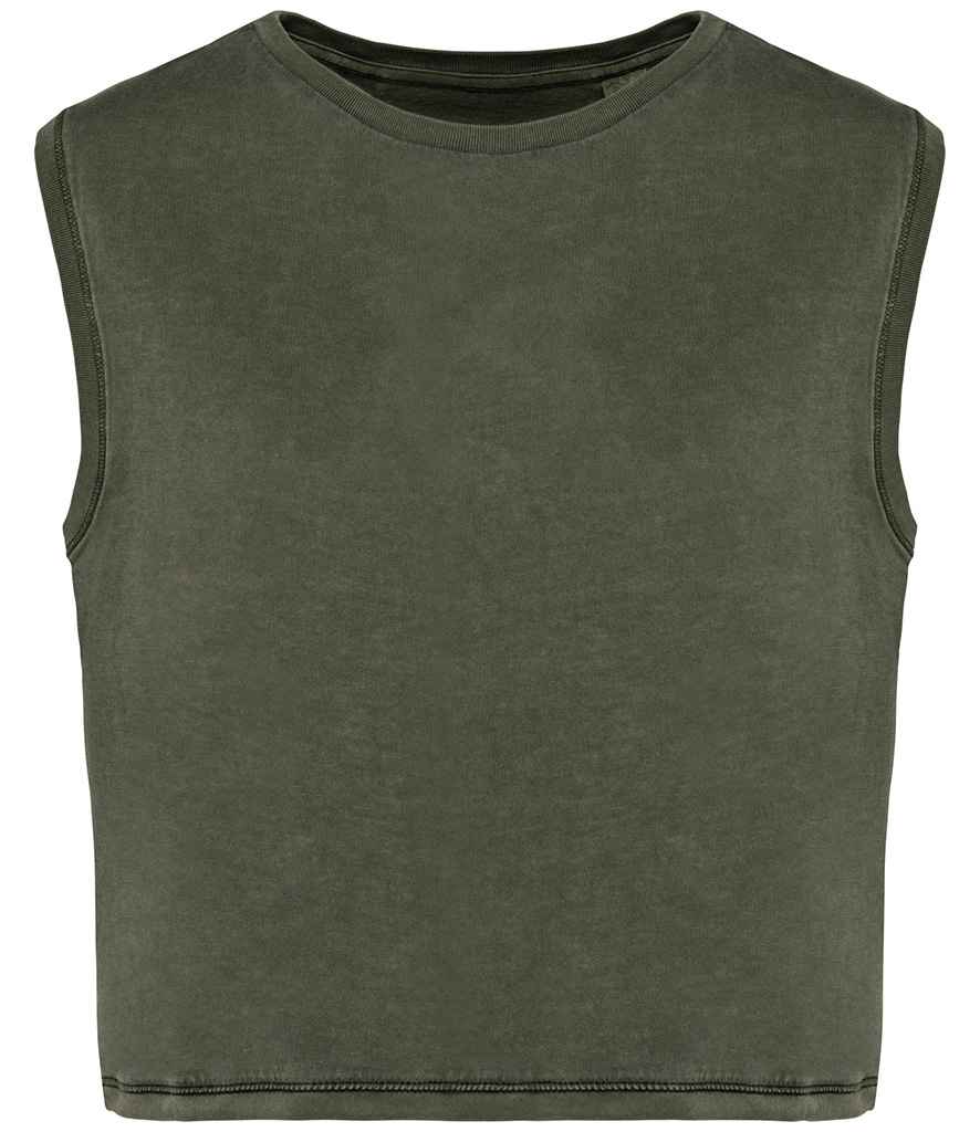 native spirit native spirit ladies cropped tank top - washed organic khaki (ns342)