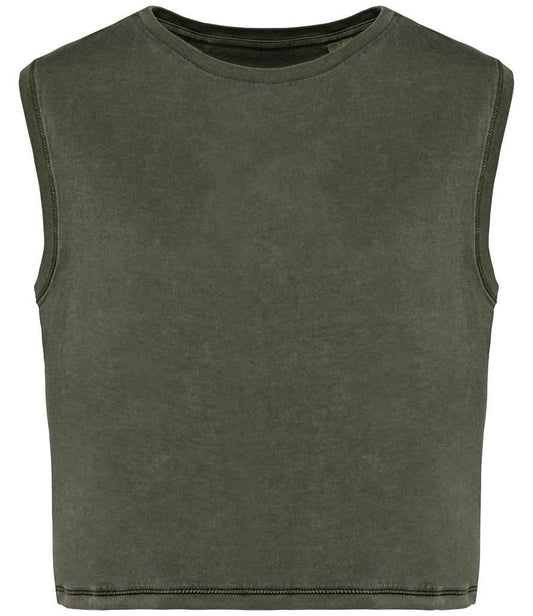 native spirit native spirit ladies cropped tank top - washed organic khaki (ns342)