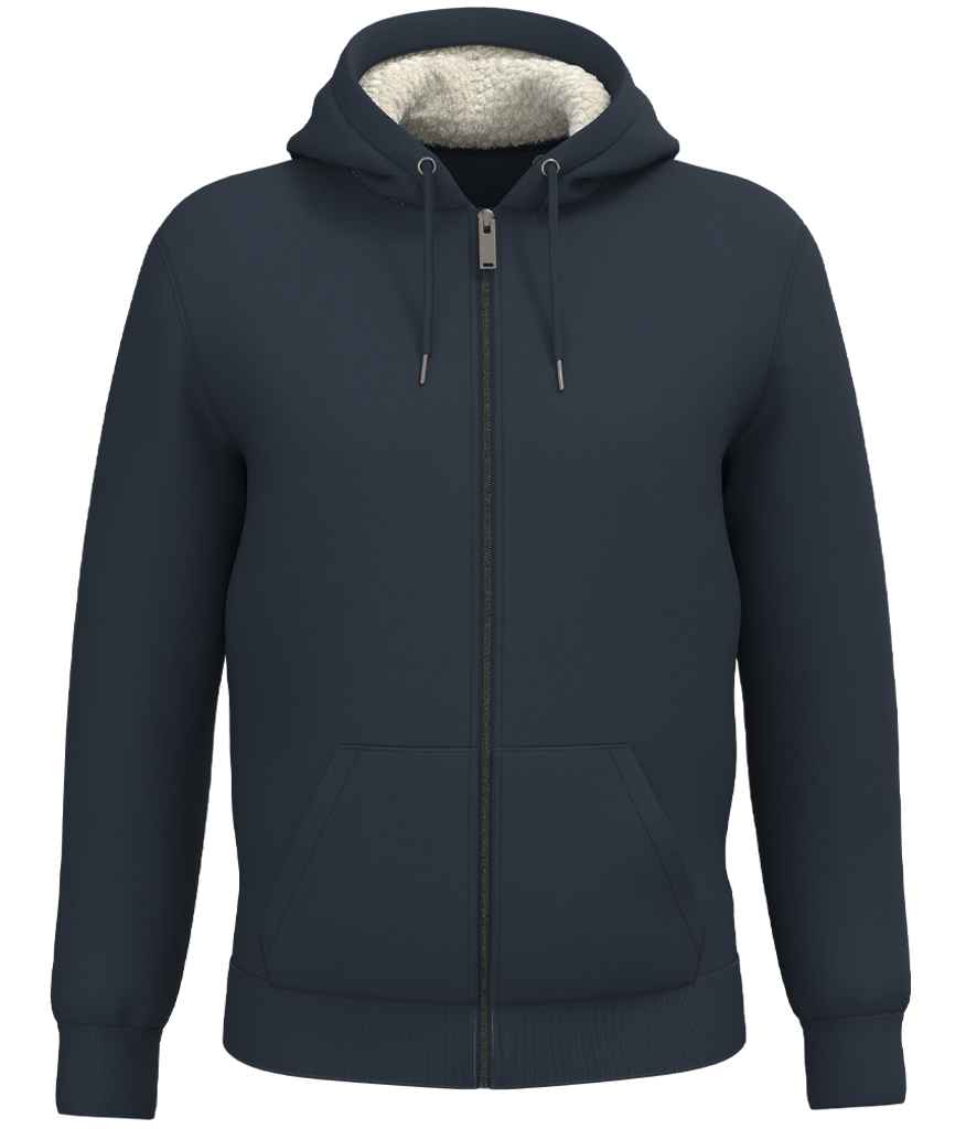native spirit native spirit unisex sherpa lined full zip sweatshirt - navy (ns460)