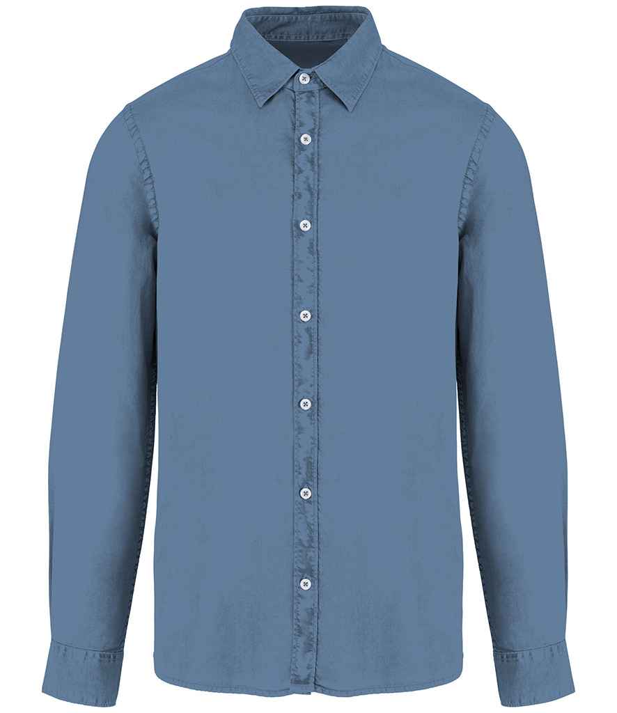 native spirit native spirit washed long sleeve shirt - washed cool blue (ns502)