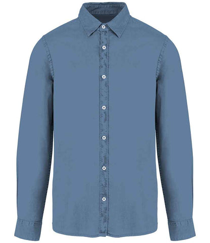 native spirit native spirit washed long sleeve shirt - washed cool blue (ns502)