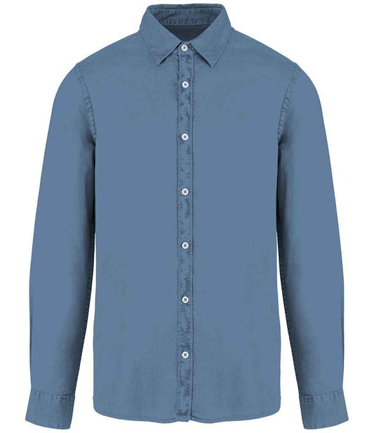 native spirit native spirit washed long sleeve shirt - washed cool blue (ns502)