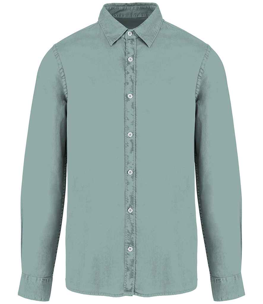 native spirit native spirit washed long sleeve shirt - washed jade green (ns502)