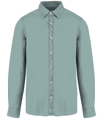 native spirit native spirit washed long sleeve shirt - washed jade green (ns502)