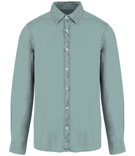 native spirit native spirit washed long sleeve shirt - washed jade green (ns502)