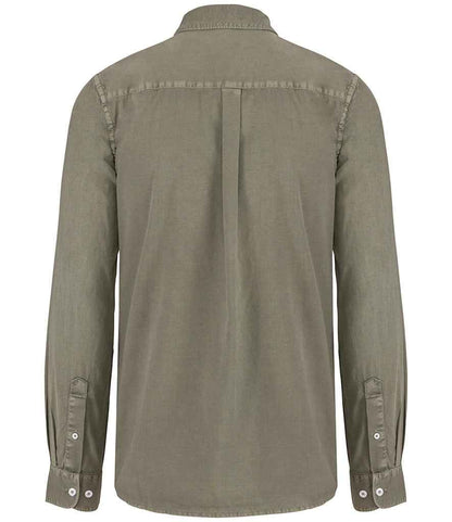 native spirit native spirit washed long sleeve shirt - washed pale khaki (ns502)