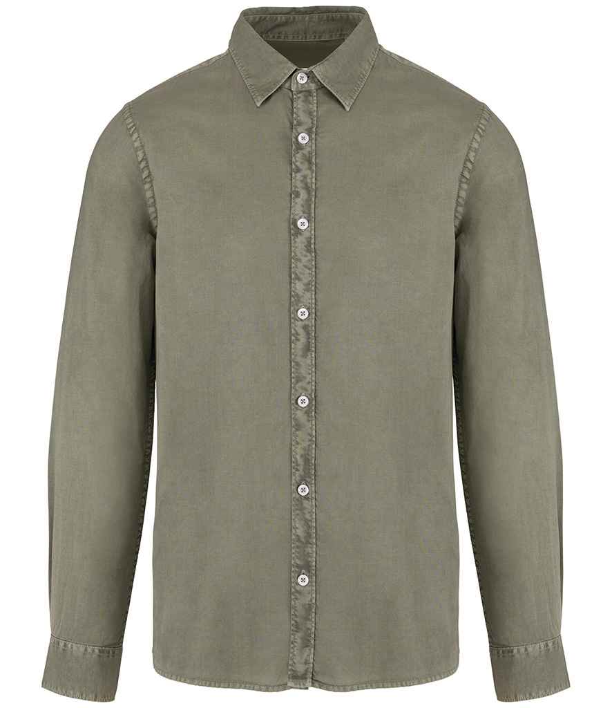 native spirit native spirit washed long sleeve shirt - washed pale khaki (ns502)
