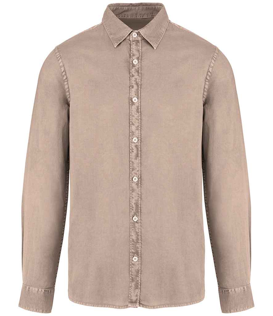 native spirit native spirit washed long sleeve shirt - washed linen (ns502)