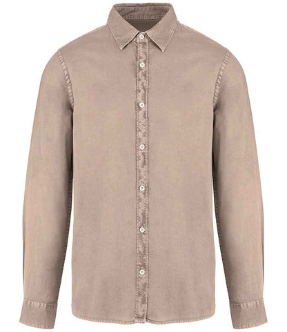 native spirit native spirit washed long sleeve shirt - washed linen (ns502)