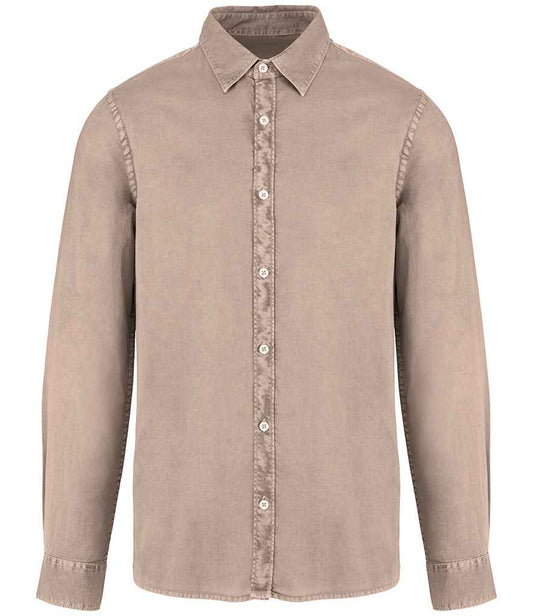 native spirit native spirit washed long sleeve shirt - washed linen (ns502)