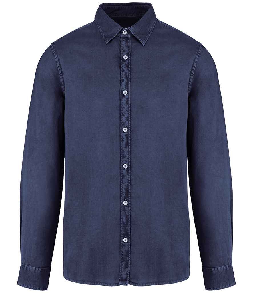 native spirit native spirit washed long sleeve shirt - washed navy (ns502)
