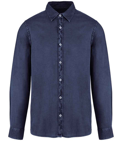 native spirit native spirit washed long sleeve shirt - washed navy (ns502)