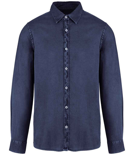 native spirit native spirit washed long sleeve shirt - washed navy (ns502)