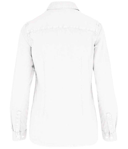 native spirit native spirit ladies washed long sleeve shirt - washed white (ns503)