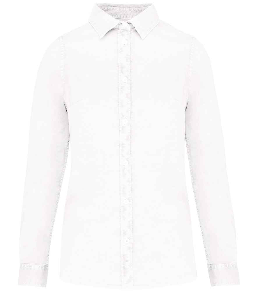 native spirit native spirit ladies washed long sleeve shirt - washed white (ns503)