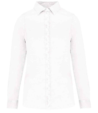 native spirit native spirit ladies washed long sleeve shirt - washed white (ns503)