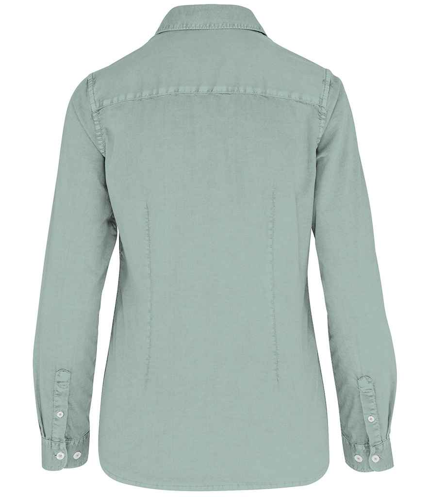 native spirit native spirit ladies washed long sleeve shirt - washed jade green (ns503)