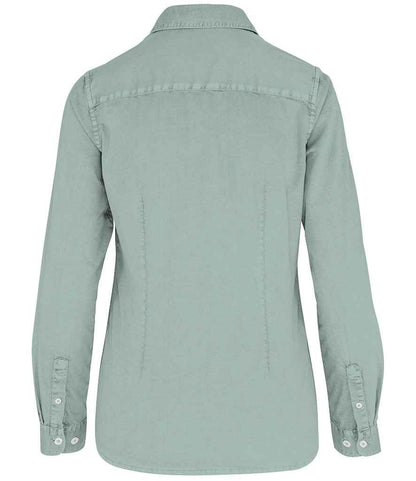 native spirit native spirit ladies washed long sleeve shirt - washed jade green (ns503)