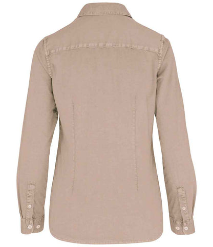 native spirit native spirit ladies washed long sleeve shirt - washed linen (ns503)