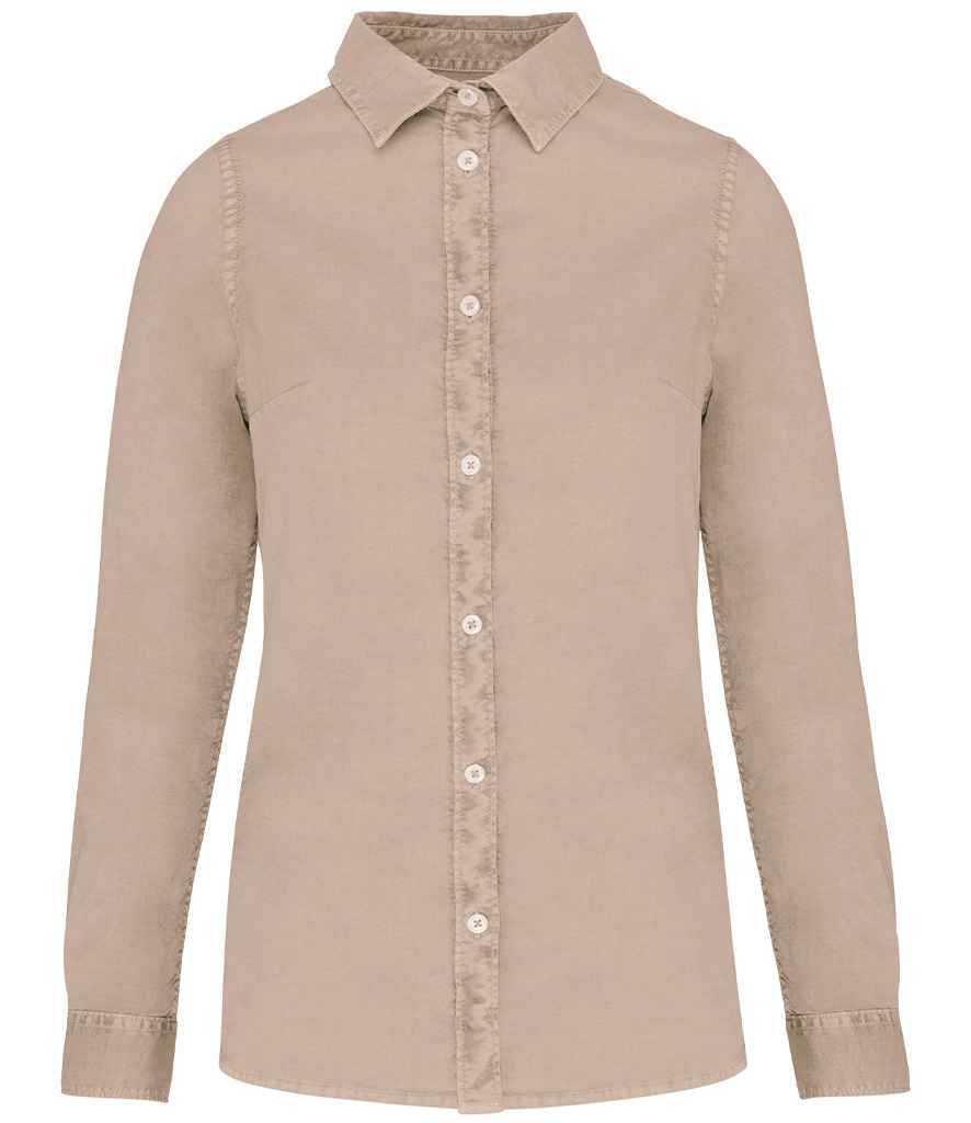native spirit native spirit ladies washed long sleeve shirt - washed linen (ns503)