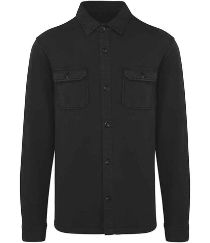 native spirit native spirit faded brushed fleece overshirt - washed black (ns521)