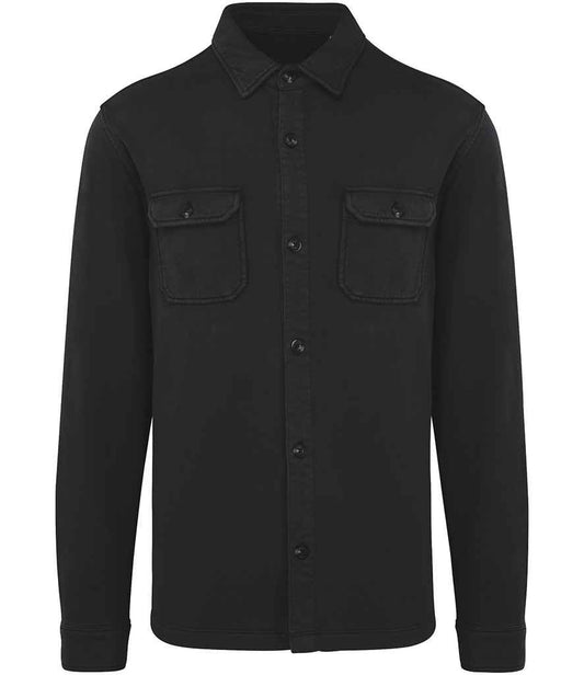 native spirit native spirit faded brushed fleece overshirt - washed black (ns521)